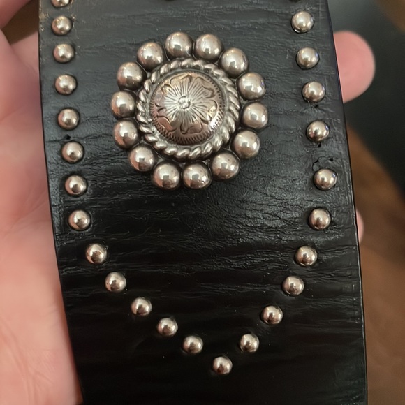 Brighton Black Leather with Silver Floral Studs. - Picture 9 of 11